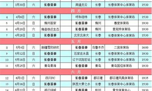 长春亚泰赛程2019时间表最新_长春亚泰赛程2019时间表